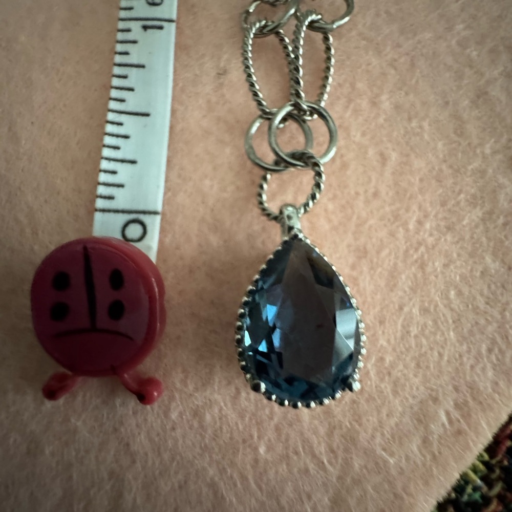 Silver Necklace with Blue Pendant